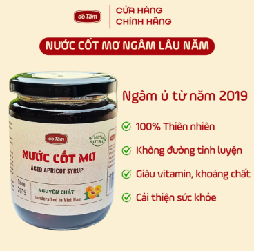 Nước cốt mơ Cô Tâm 380ml (mã năm 2019) hỗ trợ đại tràng tiêu hóa. Ủ từ làng Bách Cốc